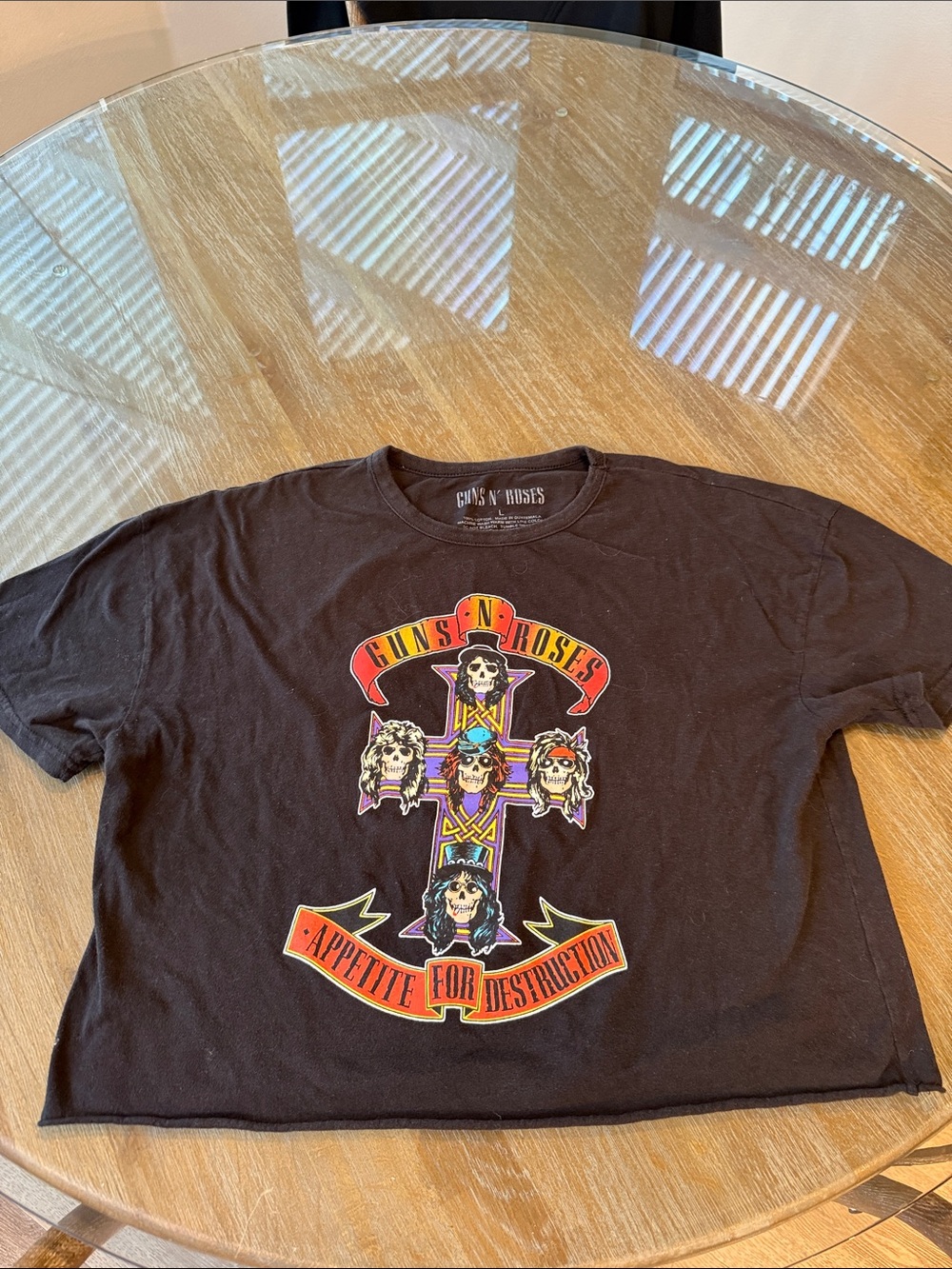 Guns and Roses 1988 cropped concert tshirt